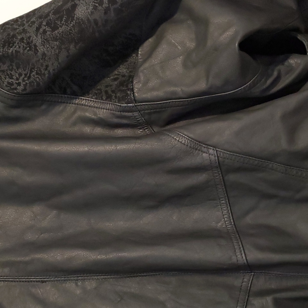 Winlit Black leather dolman batwing sleeve jacket moto Large - Picture 10 of 10